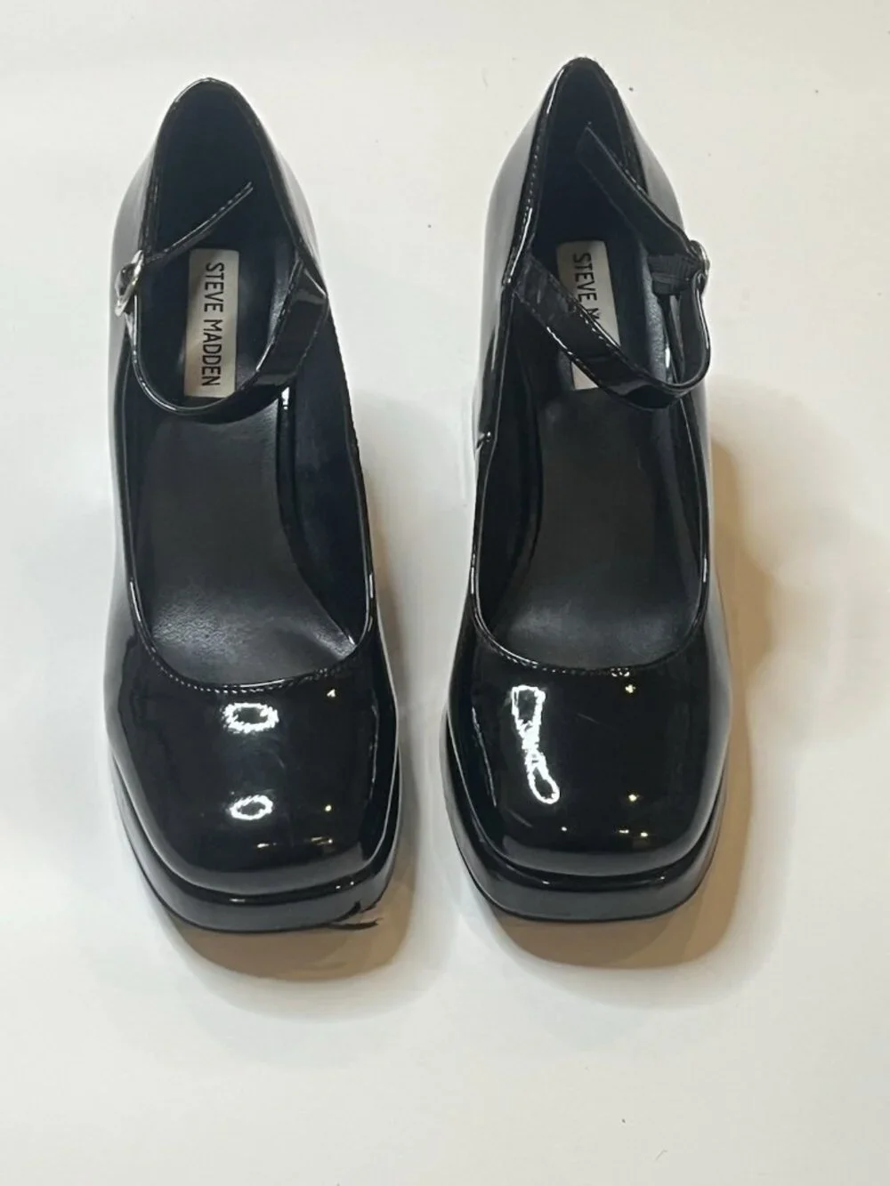 Steve Madden Tiffany Black Platform Patent Leather Mary Janes Sz 9 Chunky Goth